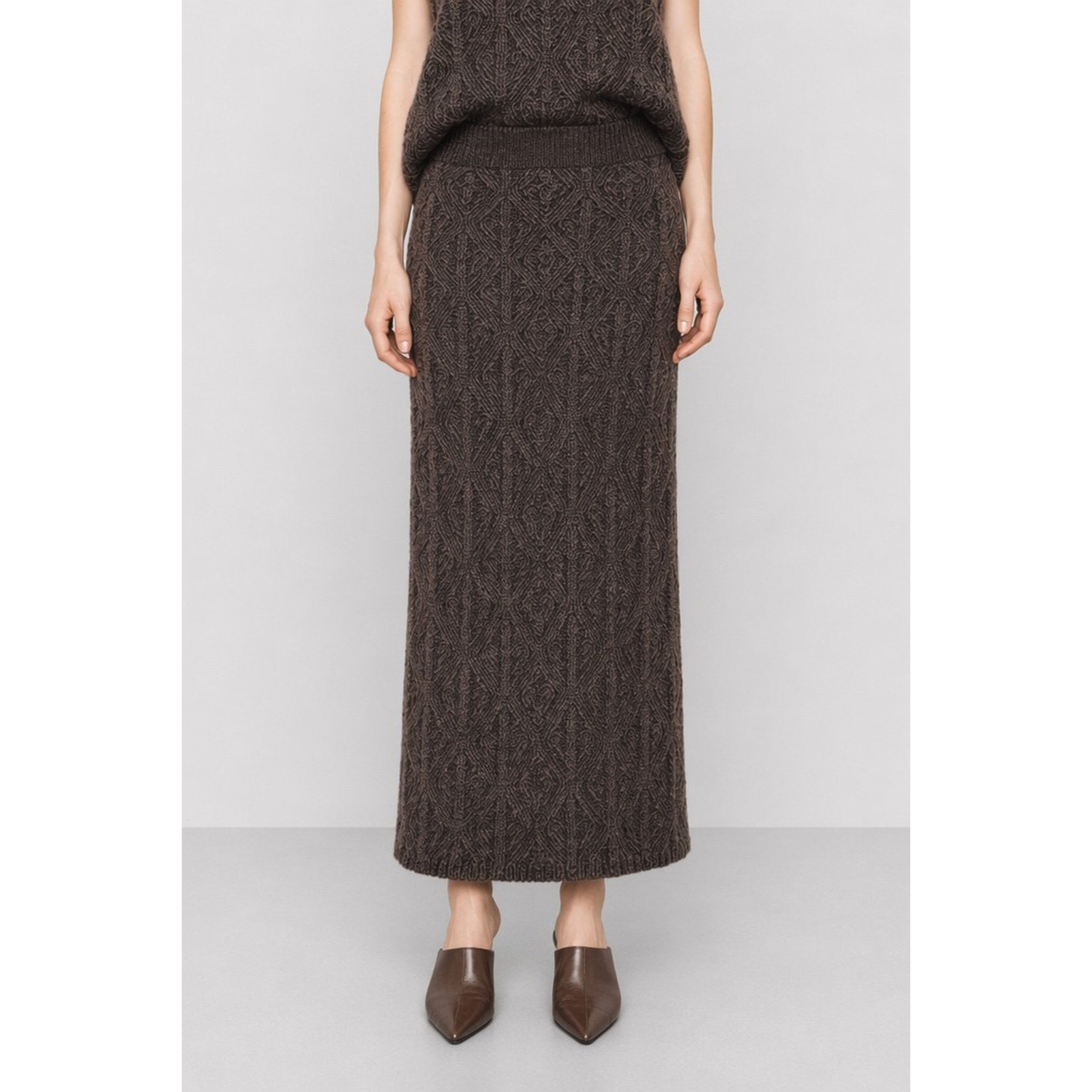 Kocca - Gonna in maglia con motivo a trecce in misto lana Donna