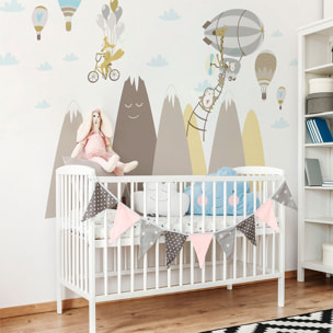 Stickers muraux enfants - Décoration chambre bébé - Autocollant Sticker mural géant enfant montagnes scandinaves ANIMAUX DU CIRQUE