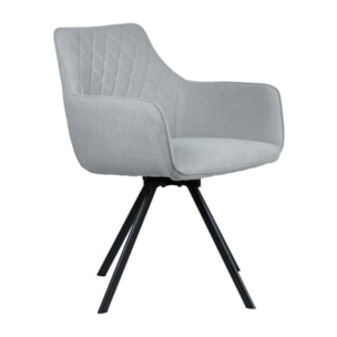 Chaise pivotante 360 en lin accoudoirs et pieds en métal noir - BERLIN