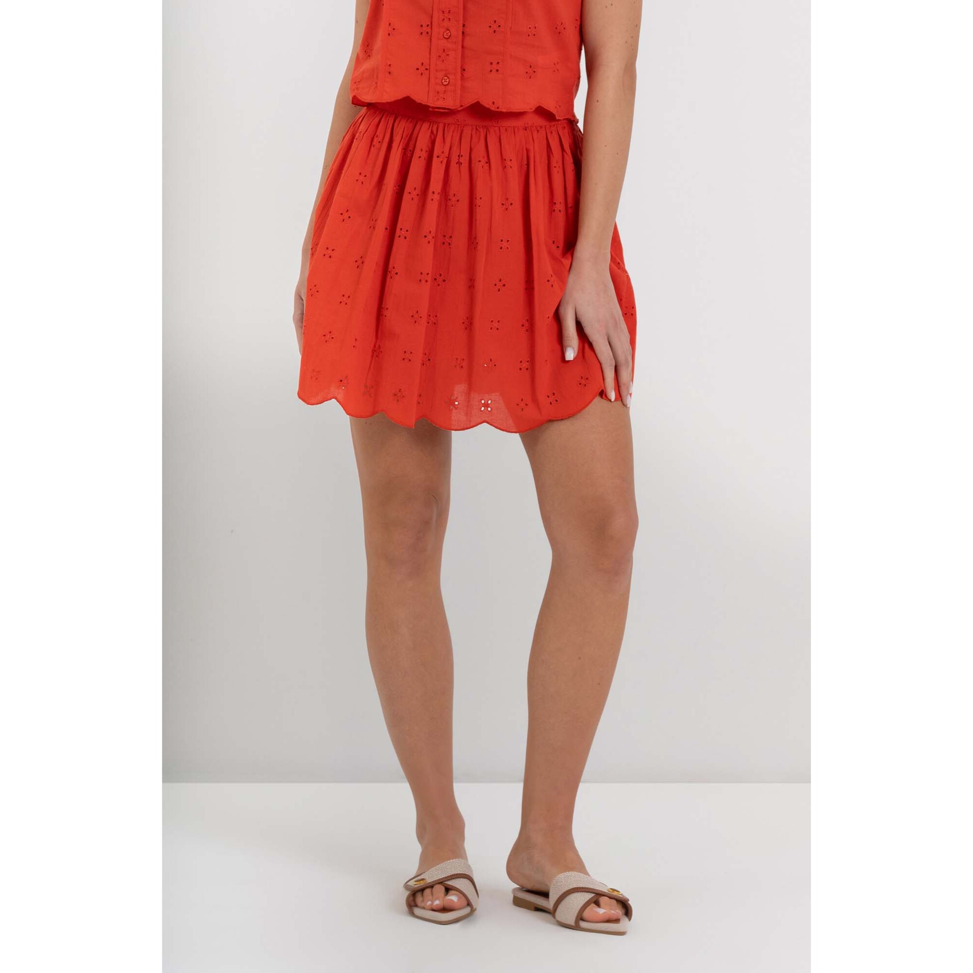 Kocca - Gonna da donna in cotone traforato con orlo smerlato Donna