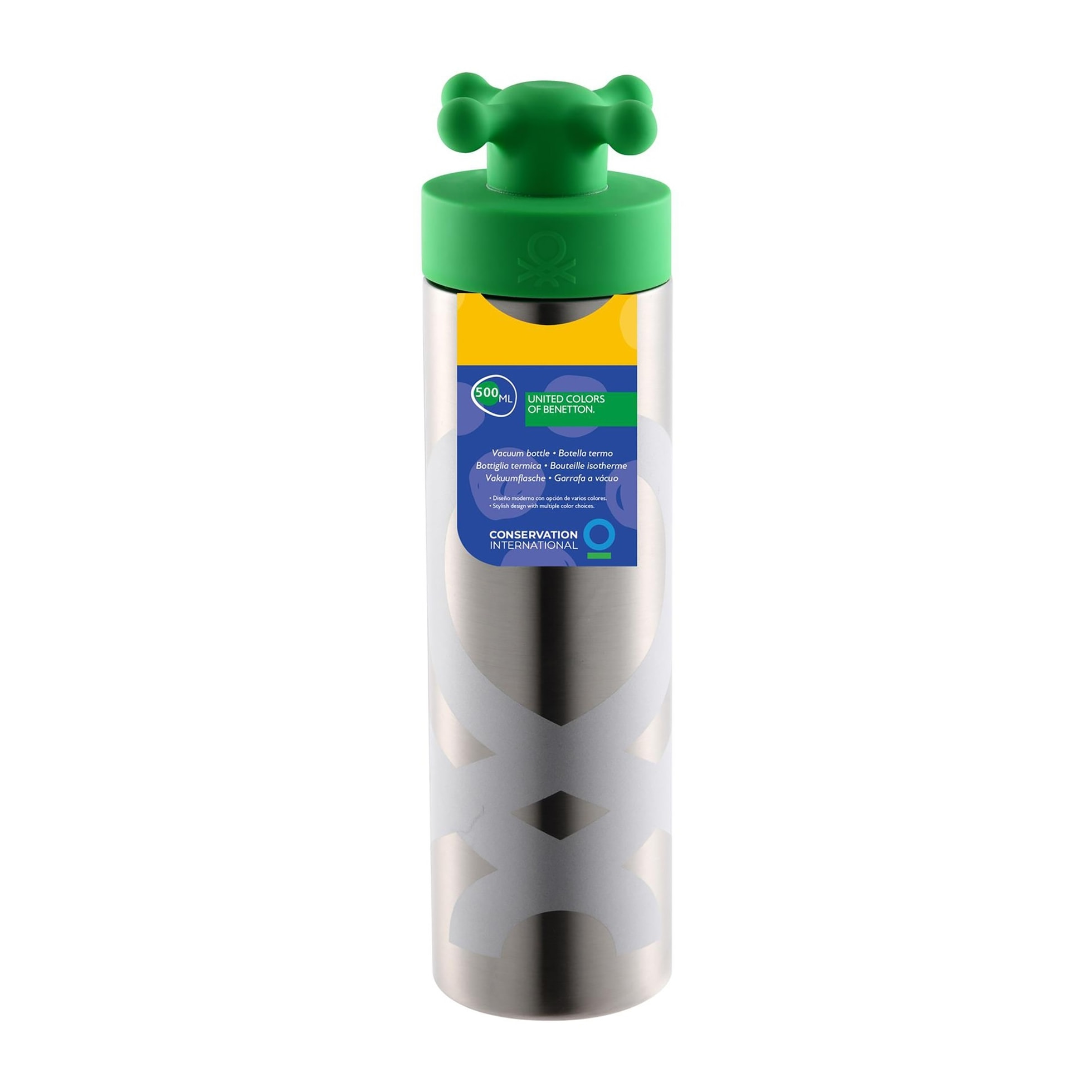 Botella de agua de doble pared 500ml acero inoxidable con tapa verde