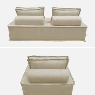 Ensemble chauffeuses DAO pour canapé modulable en tissu capitonné 3 places beige