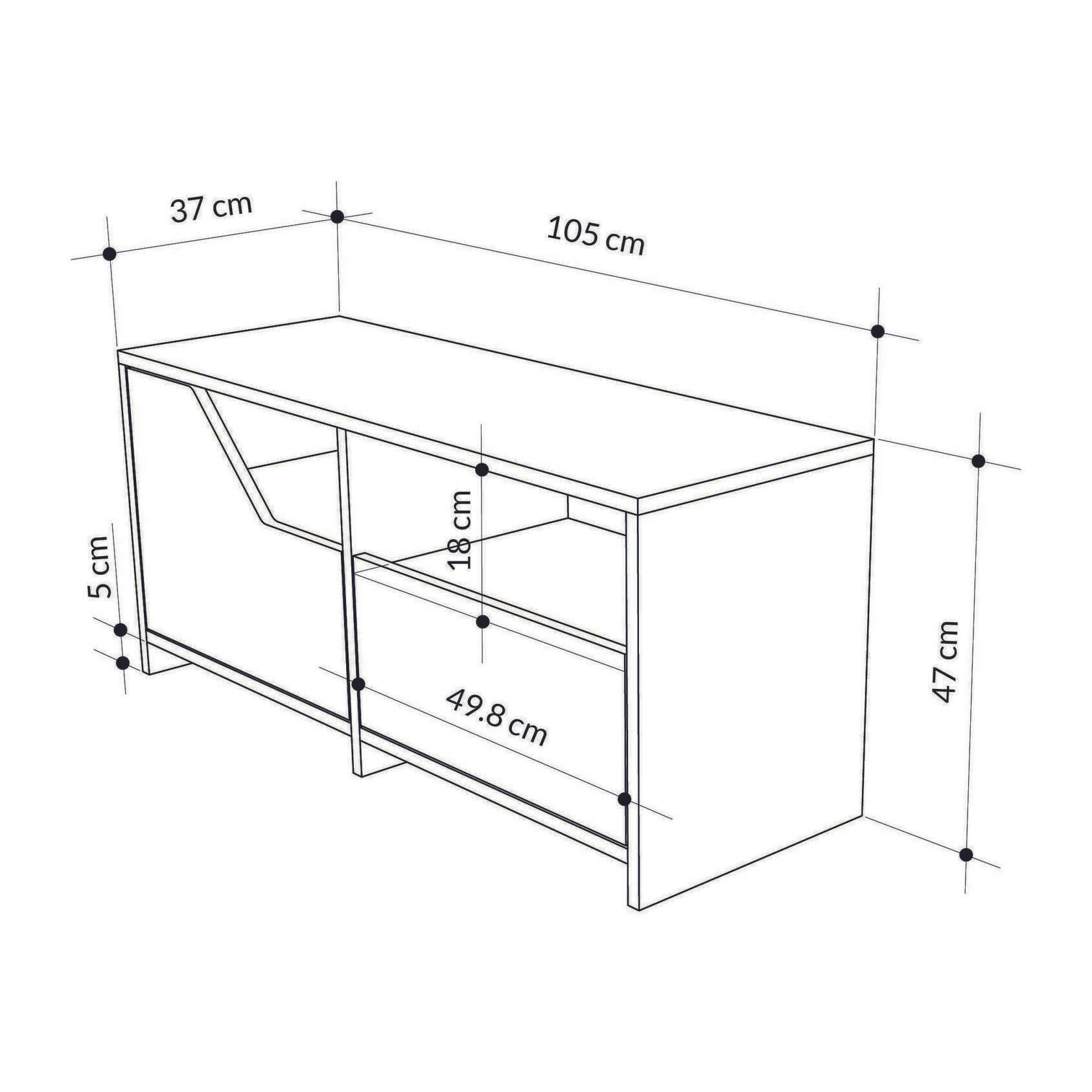 Scarpiera Berto, Mobile portascarpe, Armadio da ingresso multiuso, Mobiletto per calzature, 105x37 h47 cm, Grigio e Bianco