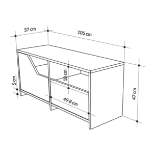 Scarpiera Berto, Mobile portascarpe, Armadio da ingresso multiuso, Mobiletto per calzature, 105x37 h47 cm, Grigio e Bianco