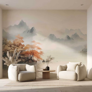 Papier peint panoramique paysage asiatique Intissé
