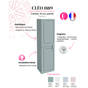 Colonne de salle de bain Cléo 1889 bleu orage velours version gauche