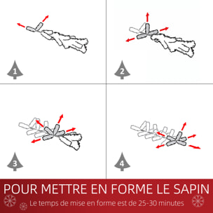 Sapin de Noël artificiel mince dia. 56xH.180 cm 380 branches grand réalisme support métal pliable antidérapant