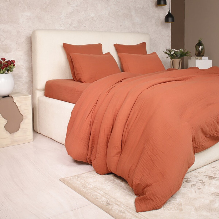 Drap housse coton safran mineral