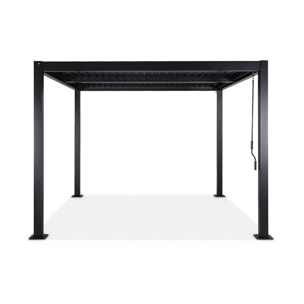 Pergola bioclimatique noire. aluminium et acier. 3x3m. lames orientables