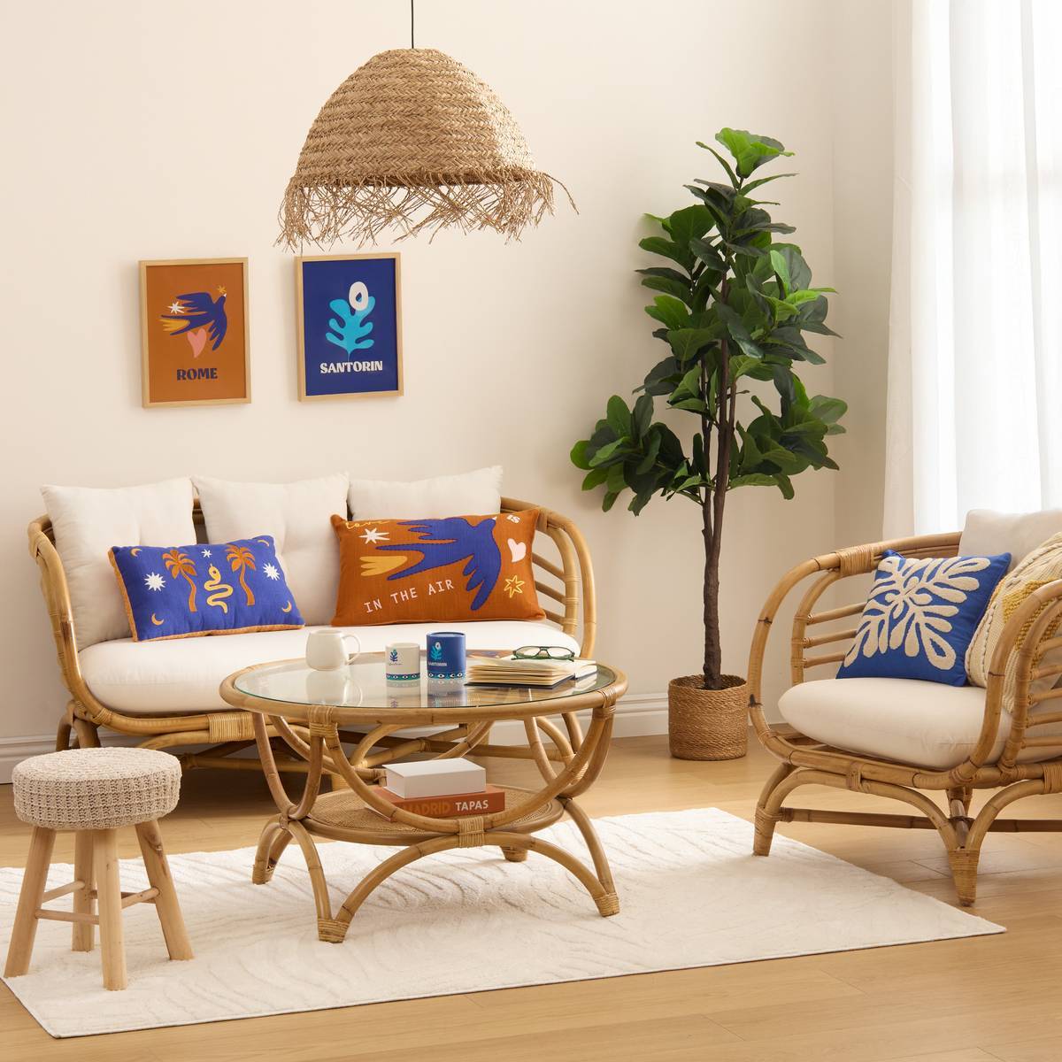 Coussin Libertad 30x50cm bleu indigo