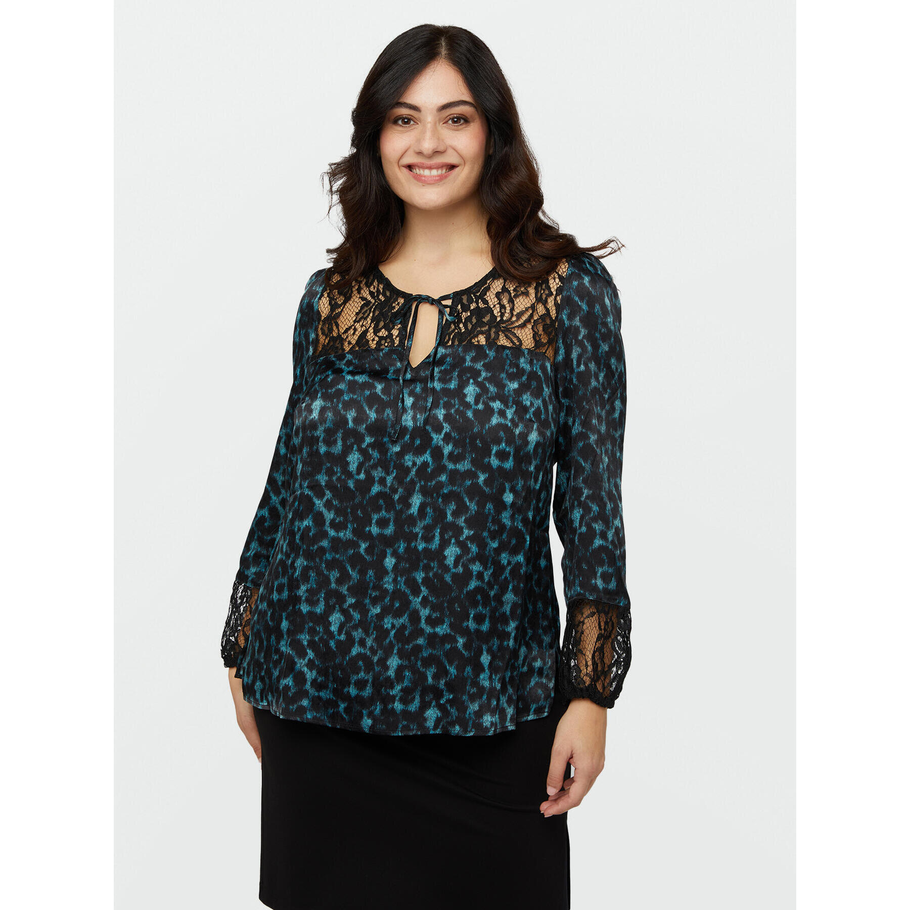 Fiorella Rubino - Blusa animal print con encaje - Negro