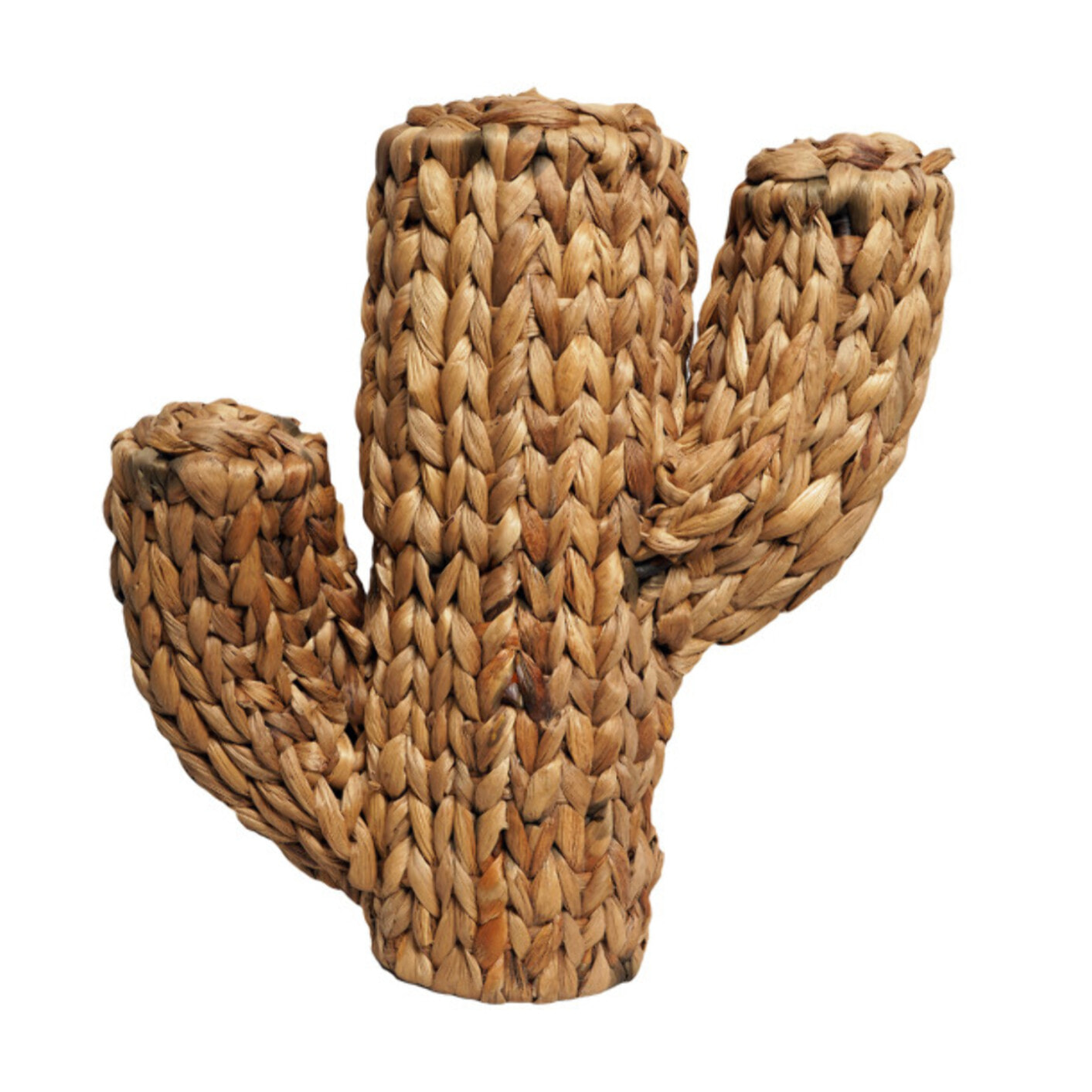 Cactus décoratif H. 32 cm tressé en jacinthe d’eau – Gaby