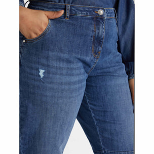 Fiorella Rubino - Vaqueros mom fit con rotos - Azul