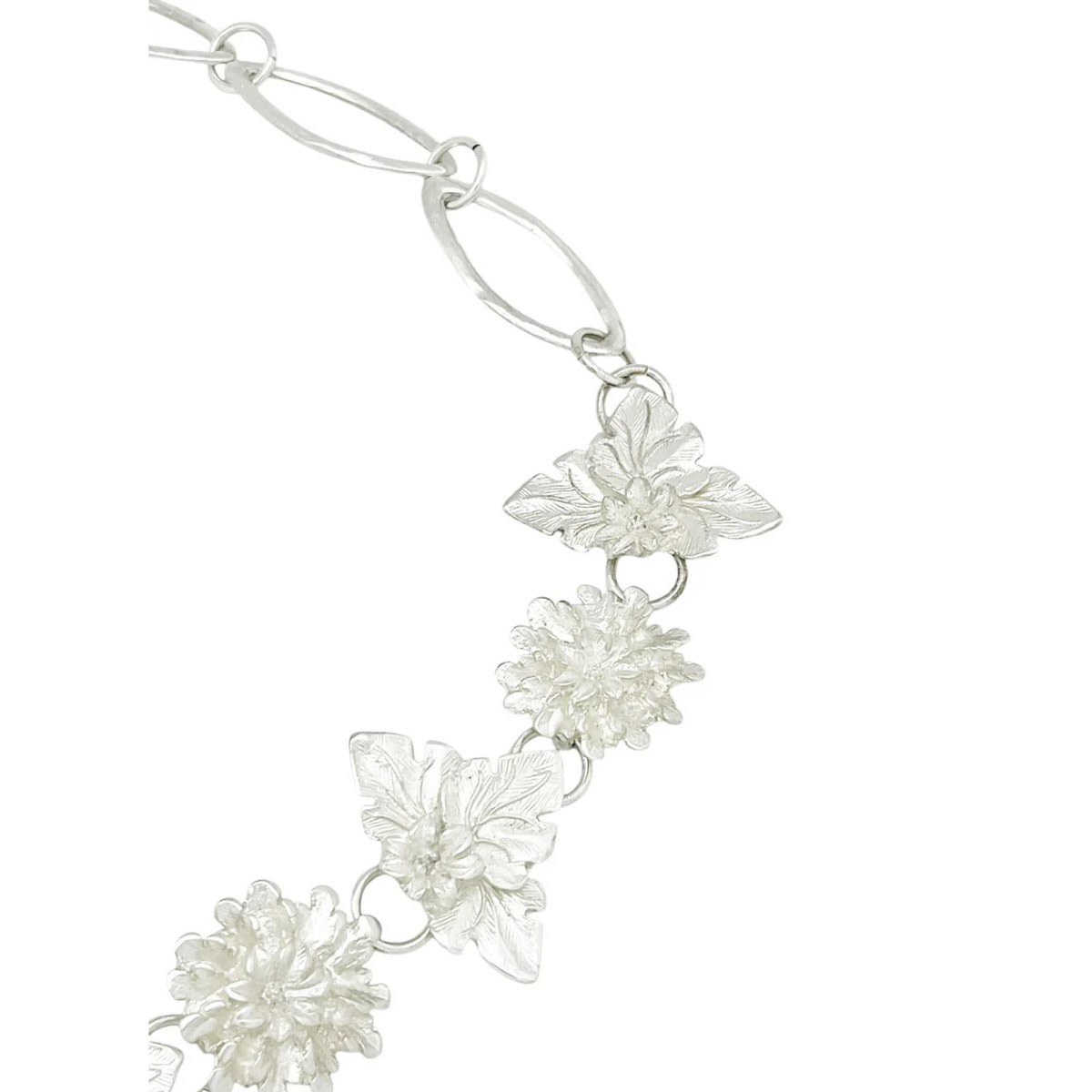 Cinturón Rosetones Flor 3D en cadena plata chapado