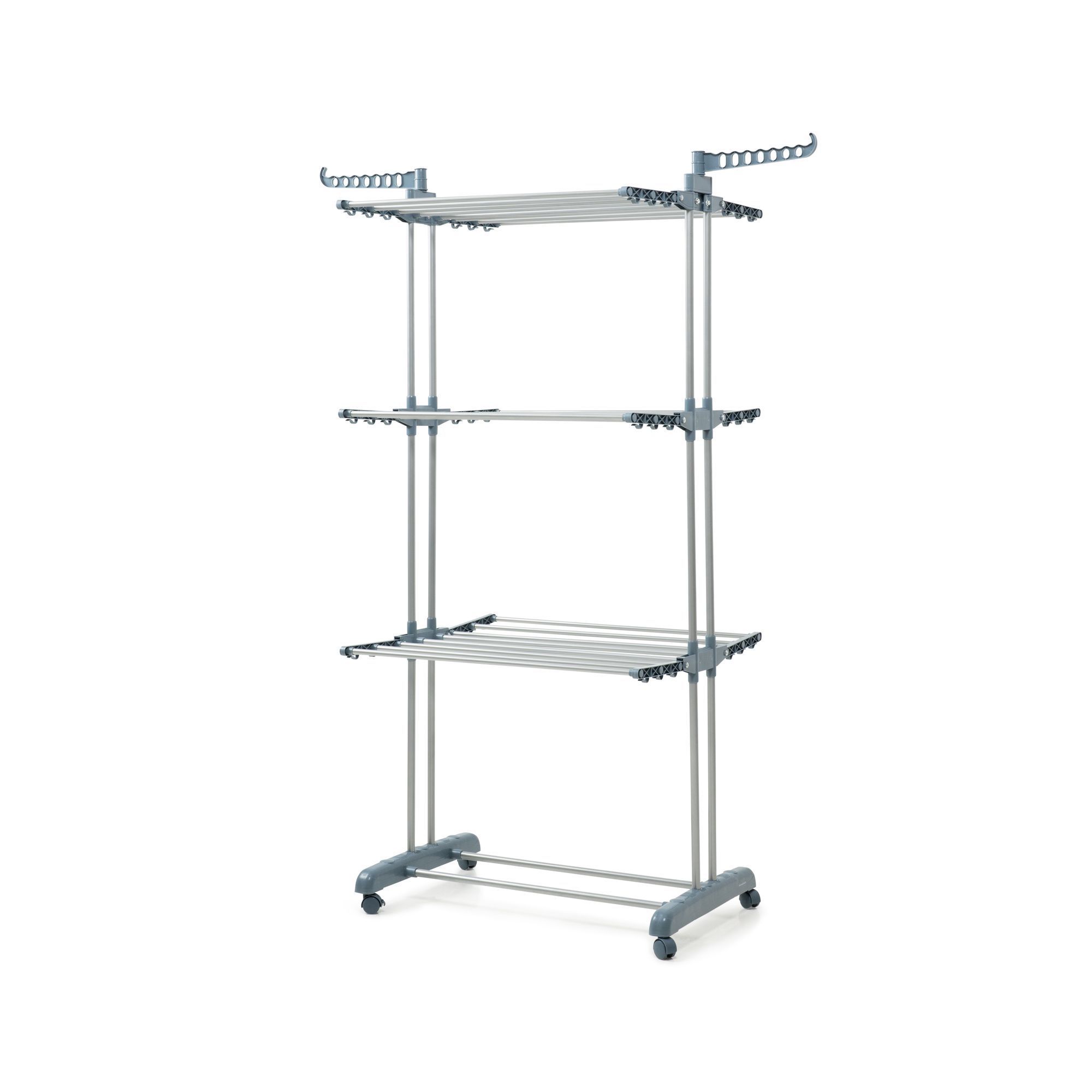 Stendibiancheria verticale pieghevole con ruote Dolver - 24 barre - grigio e argento - 49-62x175x67