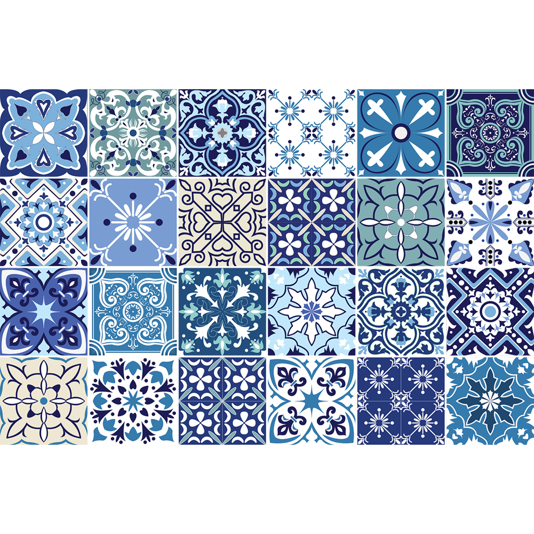 Stickers muraux - Sticker Mural Carrelage adhésif Cuisine Salle de Bain - 24 STICKERS CARRELAGES AZULEJOS SACRANIO