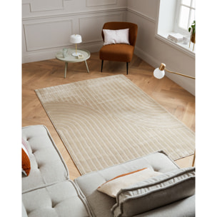 BLOOM - Tapis poils ras motif en relief - Beige