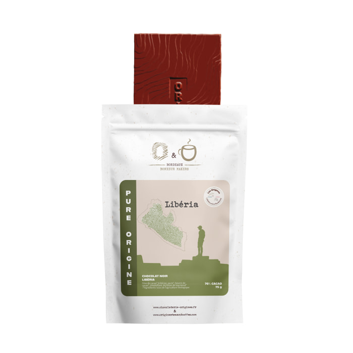 O&O Tablette de Chocolat Noir 70% BIO - Libéria - 75g