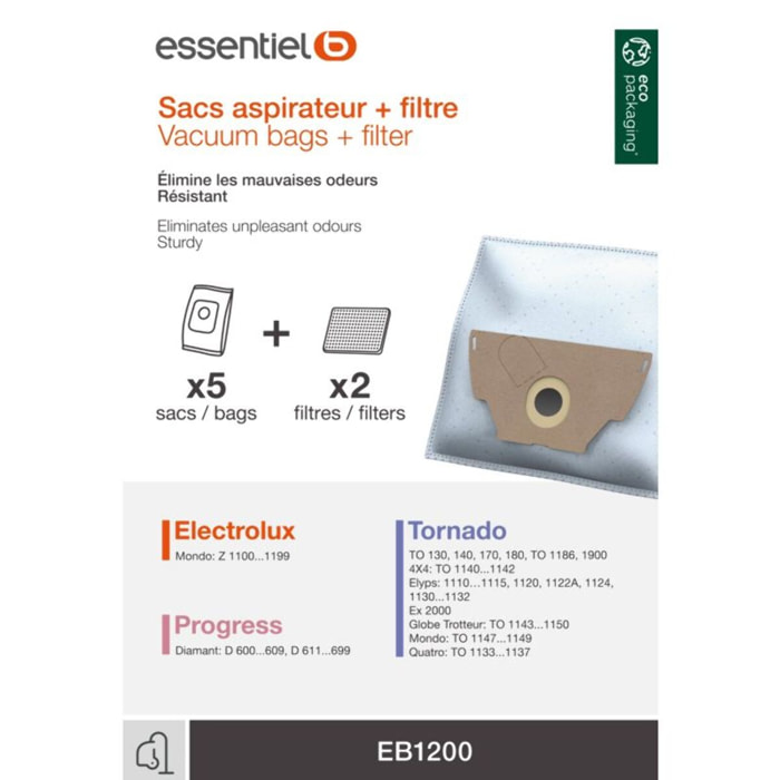 Sac aspirateur ESSENTIELB EB1200