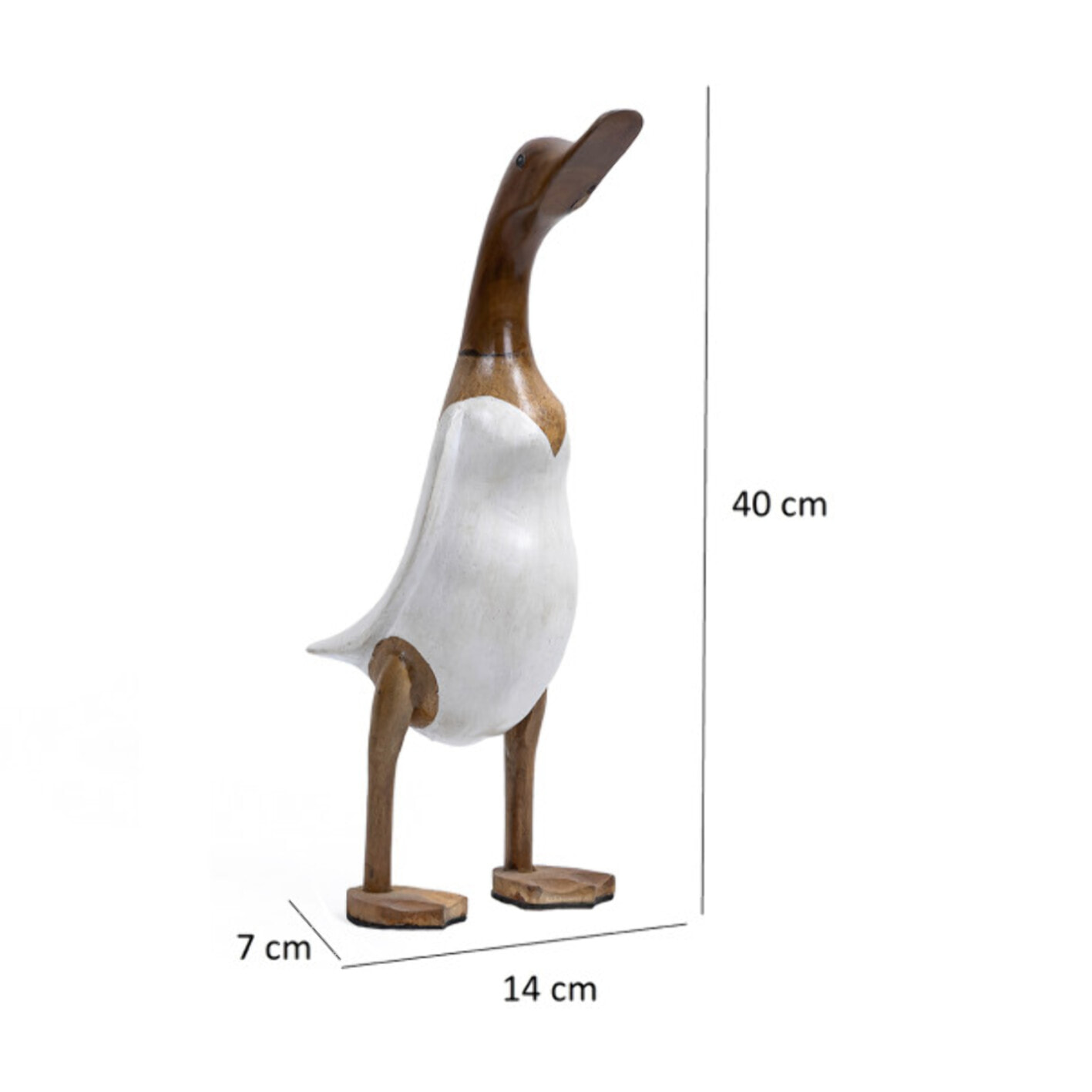 Statue H. 40 cm canard maillot blanc en bois de teck - DUCK