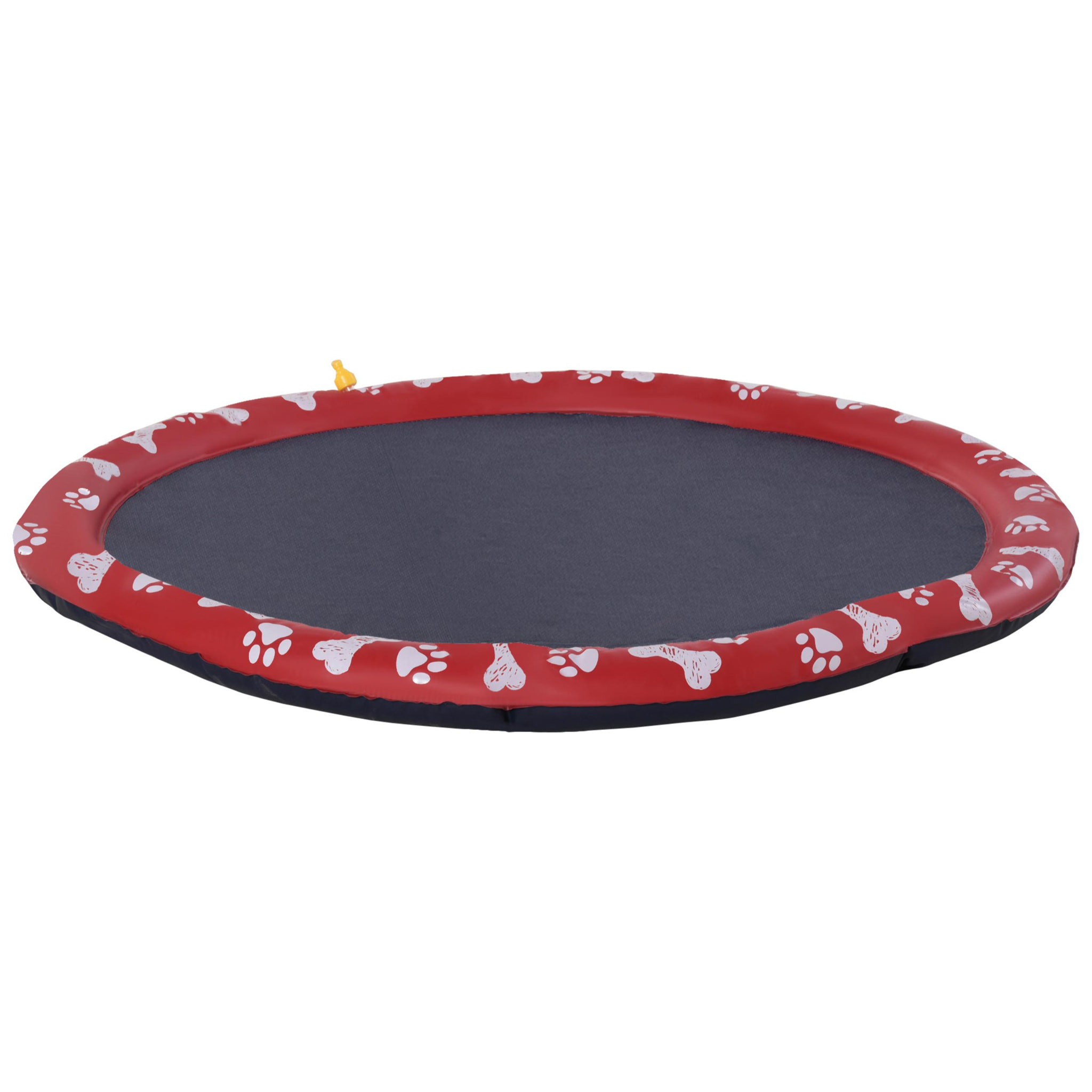 Splash Pad 150 cm Aspersor de Juegos de Agua con Rociador Tapete de Salpicaduras Piscina de Verano Portátil para Mascotas Perros Rojo