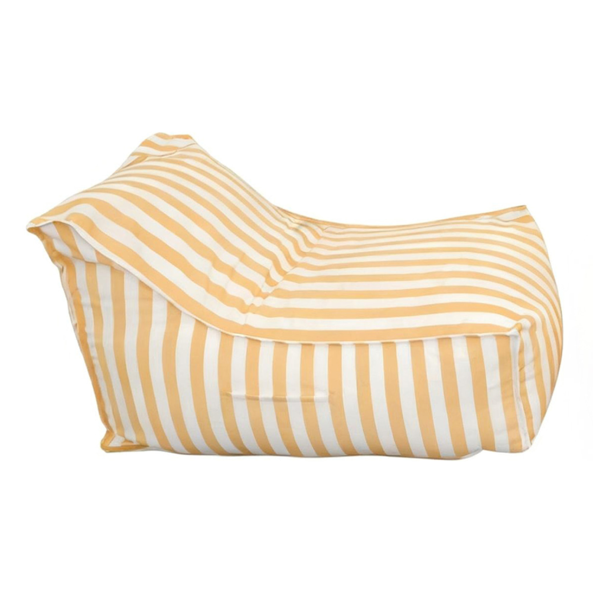 BOLOGNE Pouf d’extérieur rayé jaune déperlant et - 100x65x65 cm