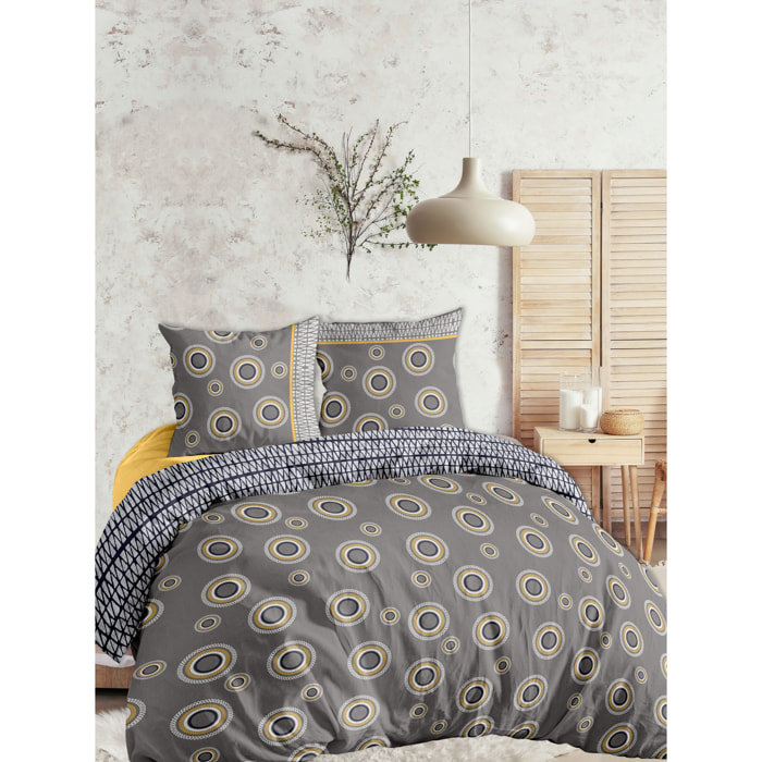 Parure Kaly Housse de couette 240x220 + 2 Taies - 100% Coton 57 fils - Certifié Oeko-tex