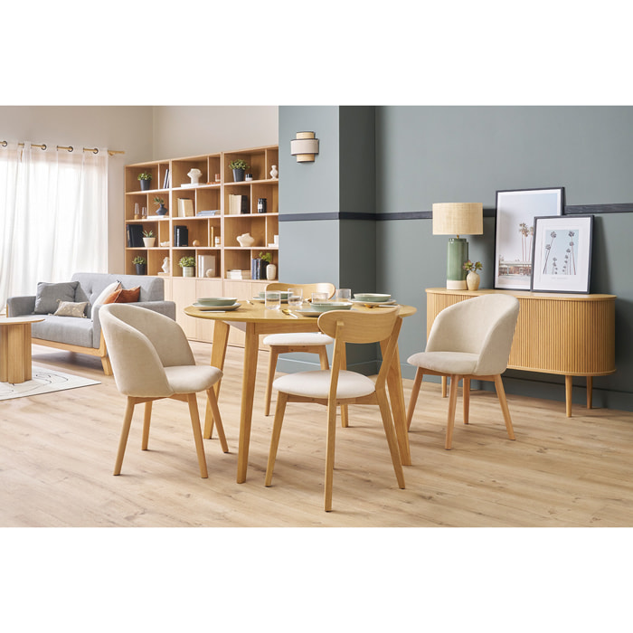 Chaises scandinaves en tissu effet velours beige et bois clair massif (lot de 2) VANITY