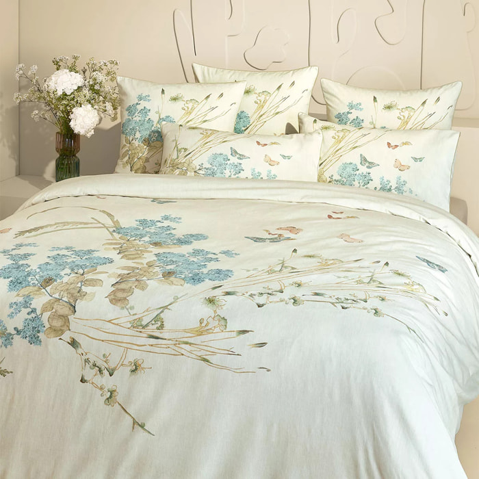 Housse de couette pur coton lavé imprimé beige Caprices parchemin