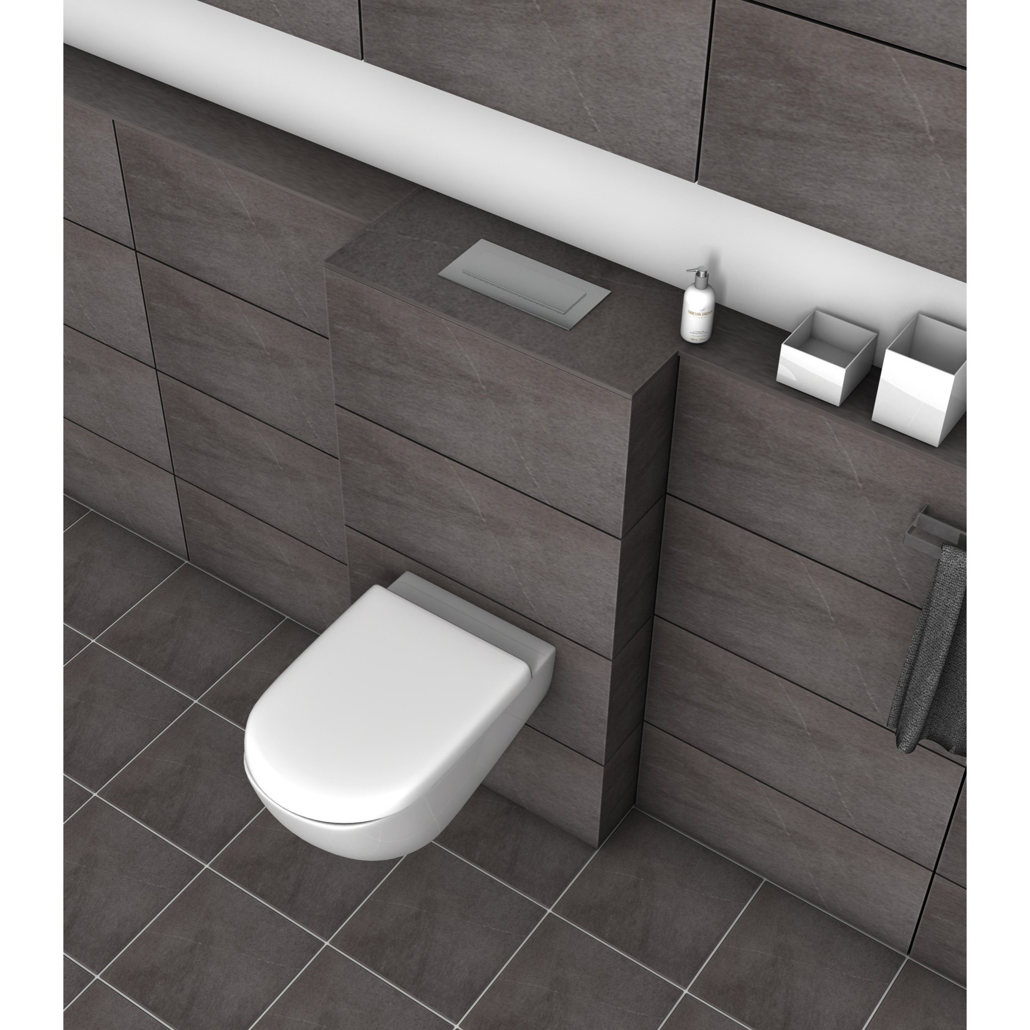 Pack WC bâti-support Villeroy & Boch + WC Infinitio rimless + Abattant softclose + Plaque blanche + Set d'habillage