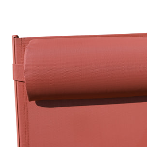 Lot de 2 transats GALAPAGOS en textilène terracotta - aluminium terracotta