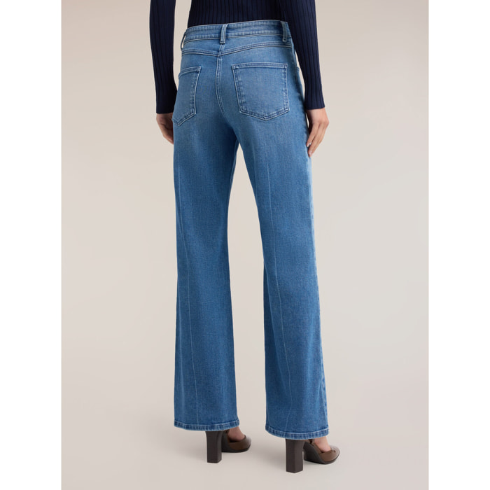 Motivi - Jeans wide leg con piega frontale - Blu