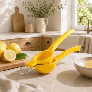 Presse-citron 22cm en aluminium jaune