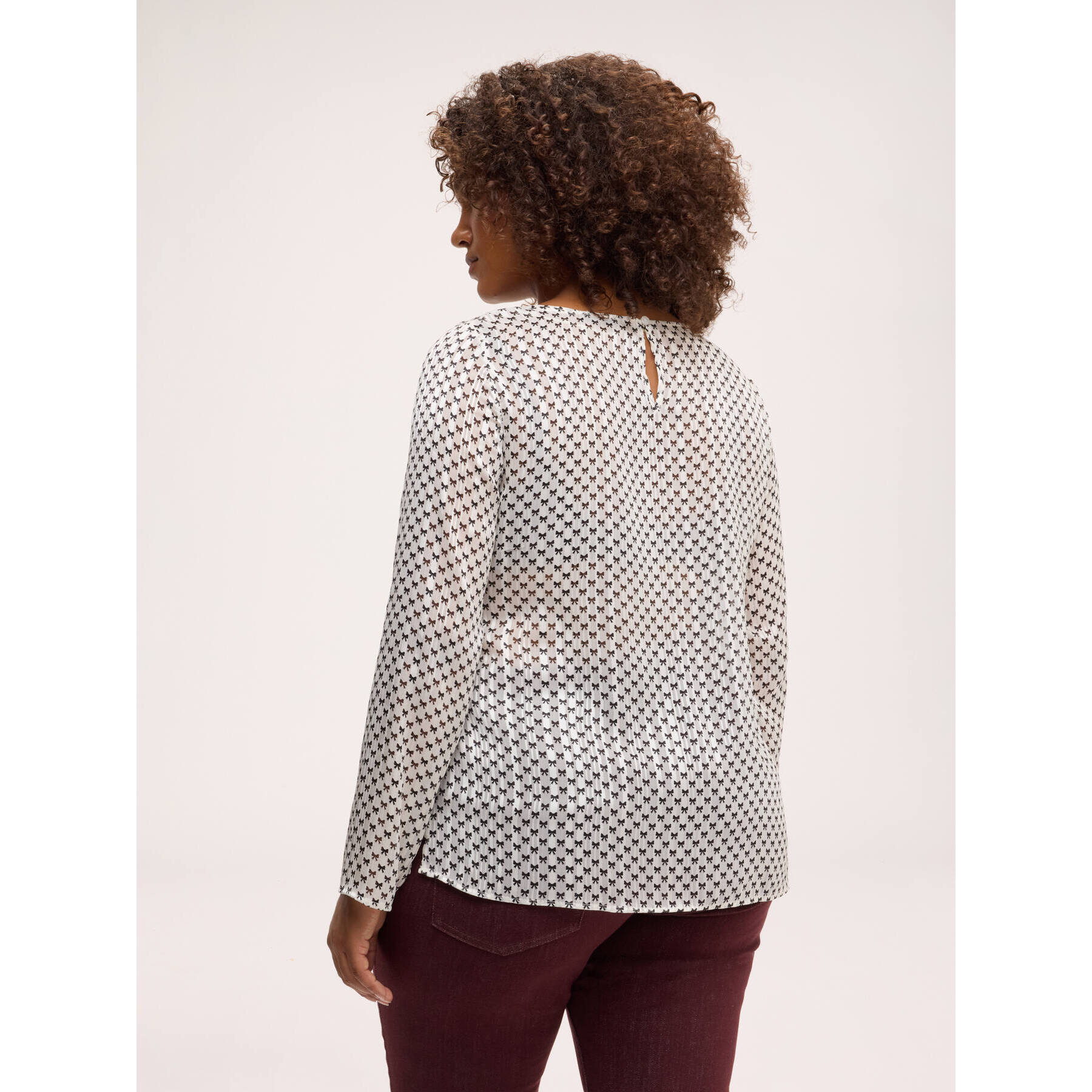 Fiorella Rubino - Blusa con stampa in georgette con volant - Bianco