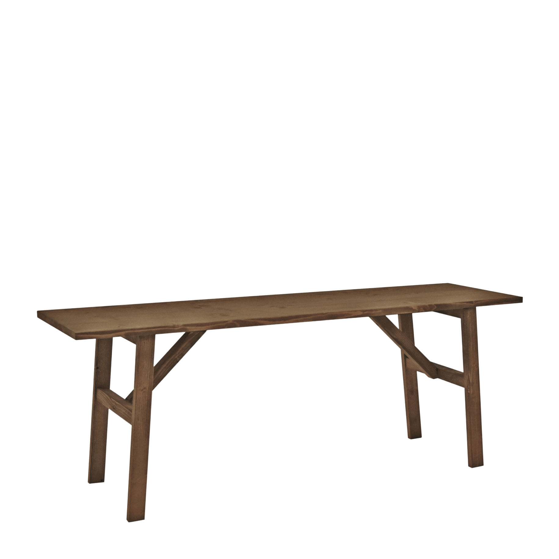 Banqueta de madera maciza en tono nogal de 120x45cm Alto: 45 Largo: 120 Ancho: 35