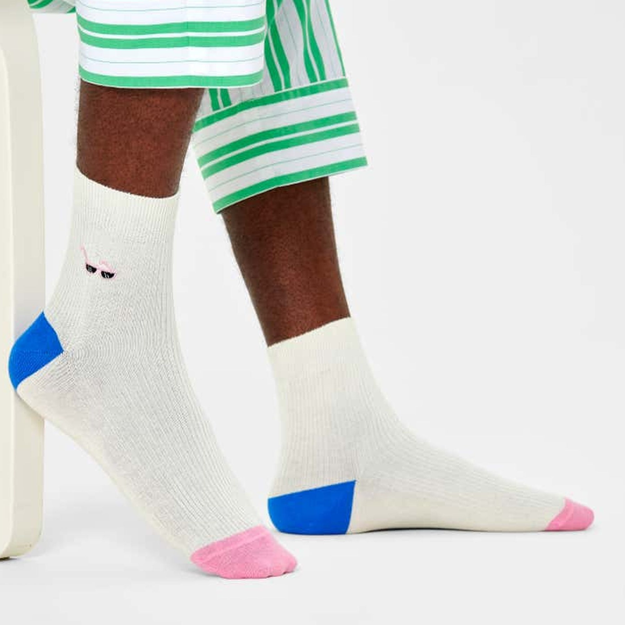 Calcetines ribbed embroidery sunny days 1/2 crew