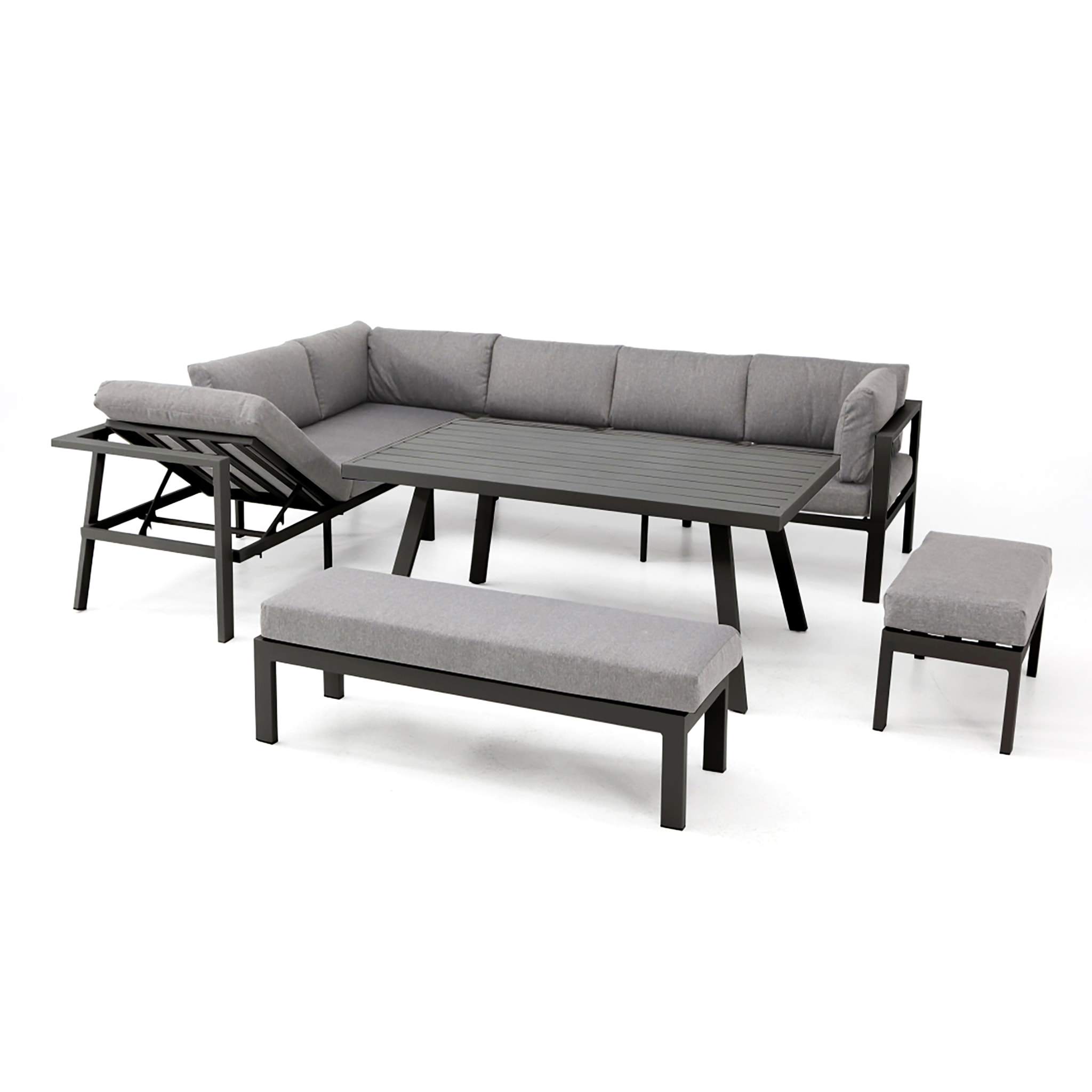 ANTALYA - Ensemble repas de jardin 9 places en aluminium