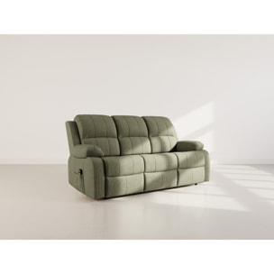 Armand - Canapé 3 places relax électrique en velours côtelé - Vert