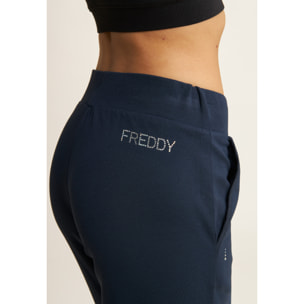 Pantaloni Sportivi Fondo Dritto con Dettagli in Strass