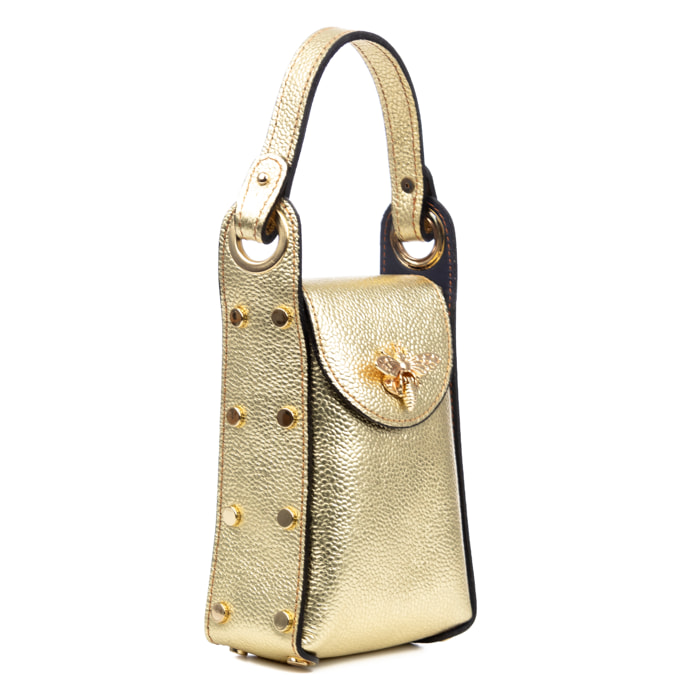 Alviano bolso de mano mujer. Piel auténtica Dollaro acabado lacado.