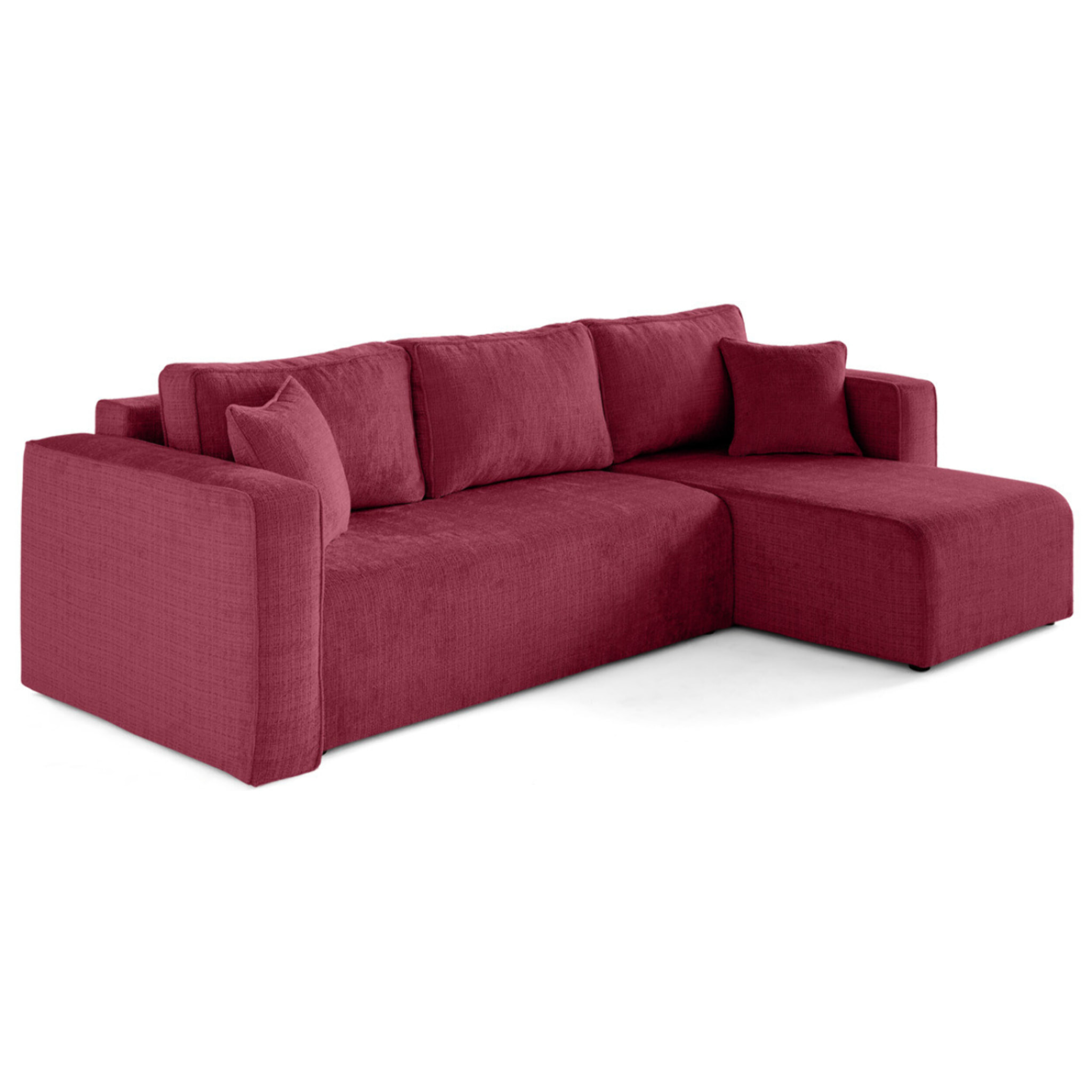 Topaze - canapé d'angle déhoussable réversible 4 places en velours texturé - Prune