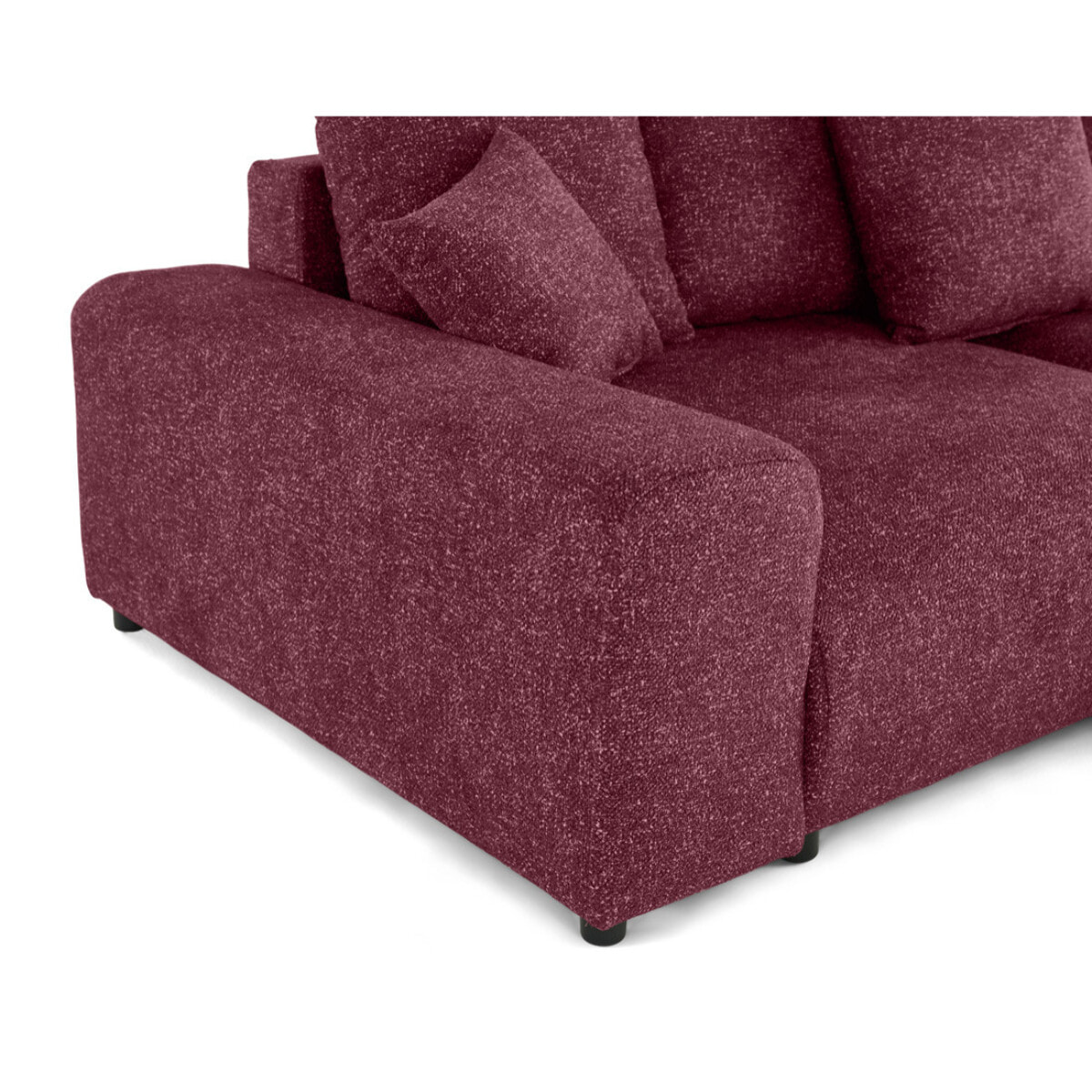 Spice - canapé d'angle réversible 4 places convertible avec coffre en tissu moucheté - Prune