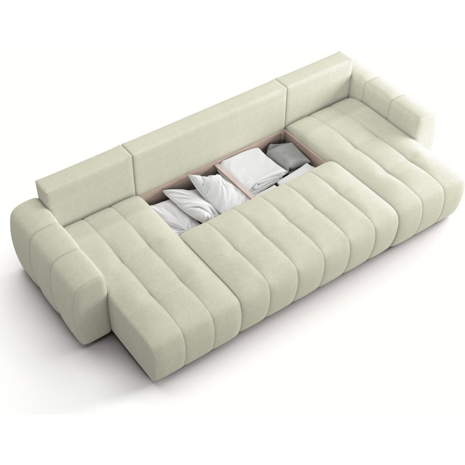 Canapé panoramique convertible 6 places en tissu chenille - ALBA