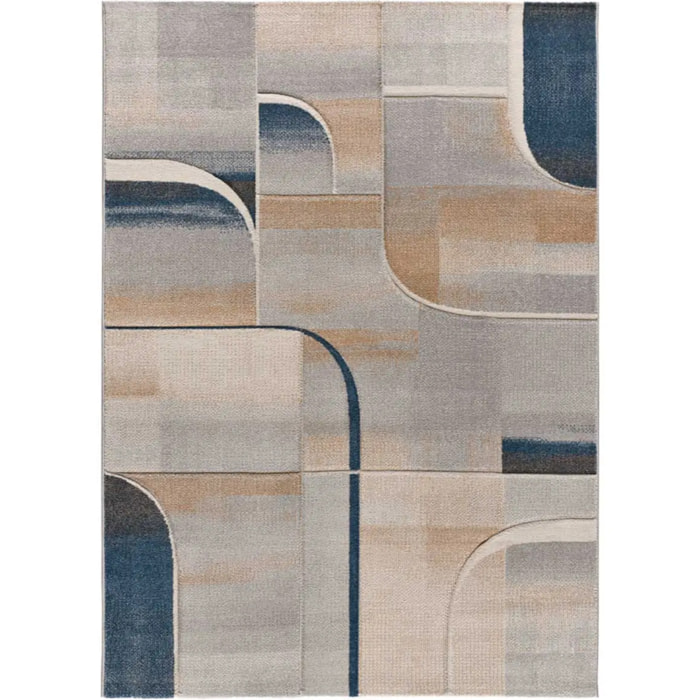 MEDEL Alfombra geométrica de pelo corto en azul, varias medidas disponibles