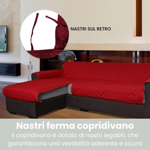 INTRECCI Copridivano 2 Posti con Penisola, Copridivano con Braccioli, Penisola Destra e Sinistra, Telo Copridivano Angolare, Impermeabile, Protegge da Macchie, Facile da Lavare. Colore: Bordeaux