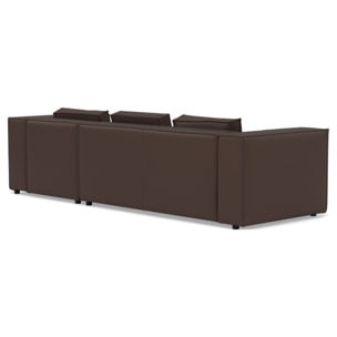 Stella - canapé d'angle droit 4 places en simili - Marron