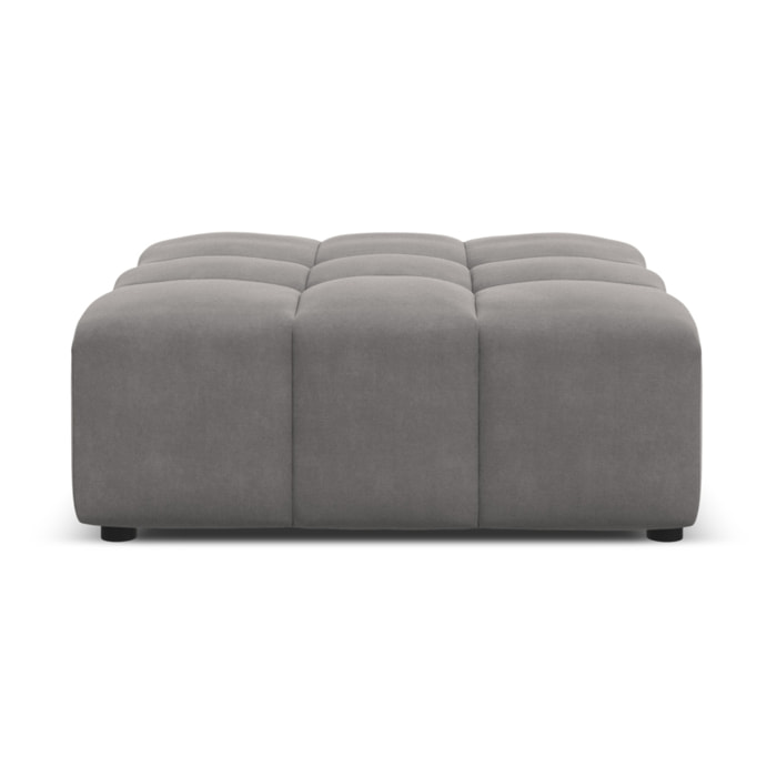 Pouf "Luc" en velours gris clair