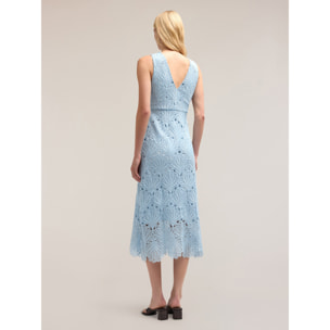 Motivi - Vestido midi de encaje macramé - Light - blue
