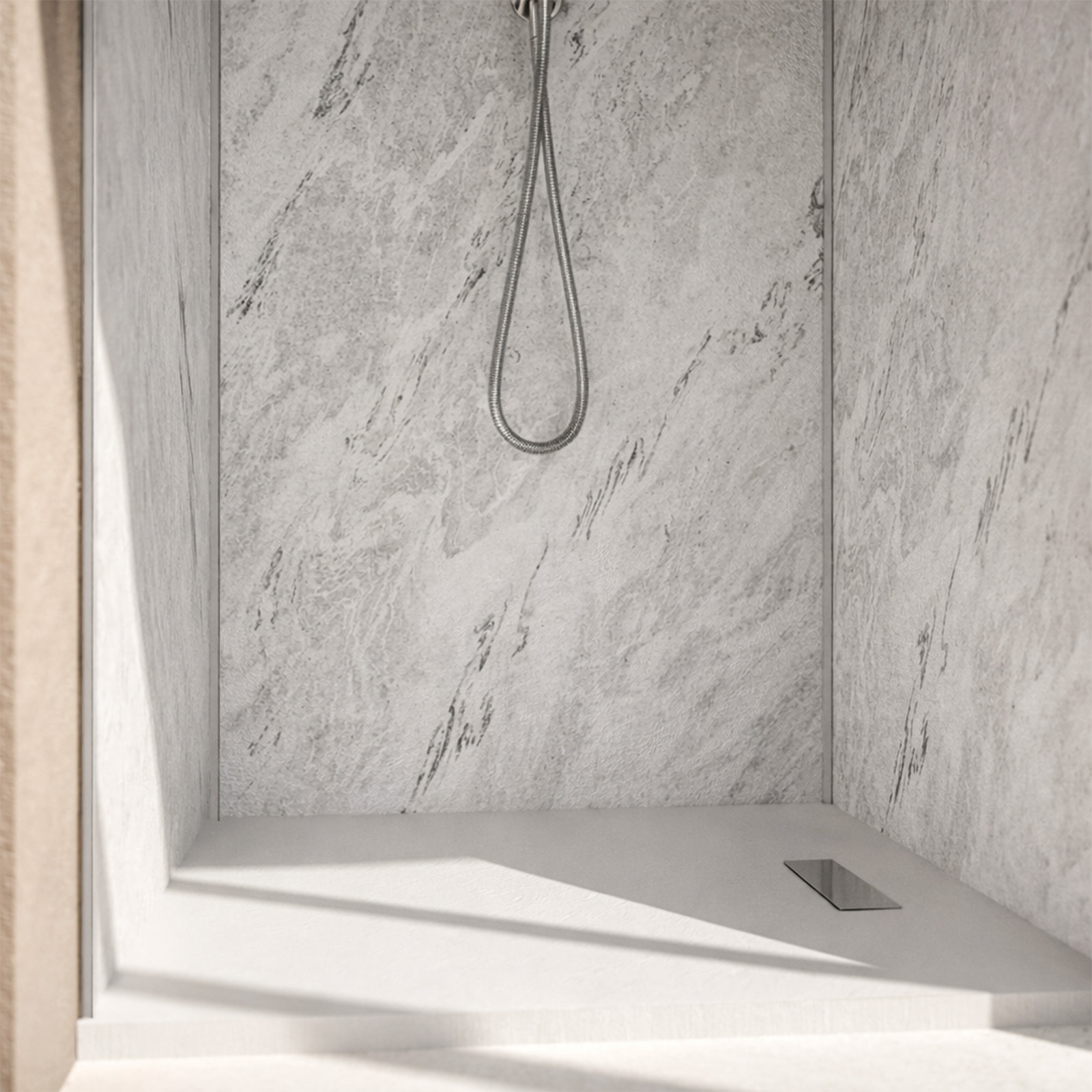 Pack 3 Panneaux Muraux Pierre Artic Storm 90x250 cm + Profilés Chrome - STONE'IT