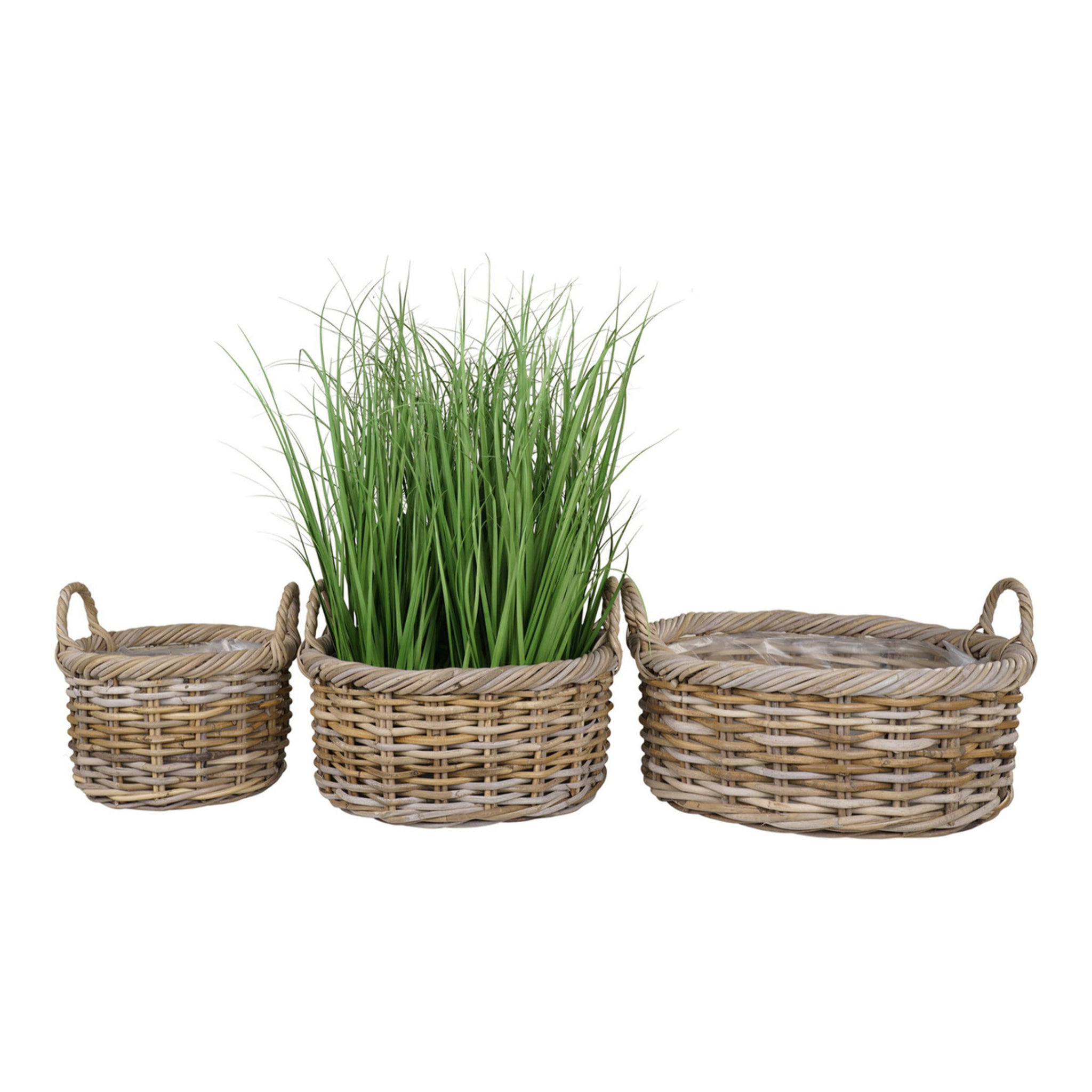 Set 3 cestini Kuta in rattan kubu naturale